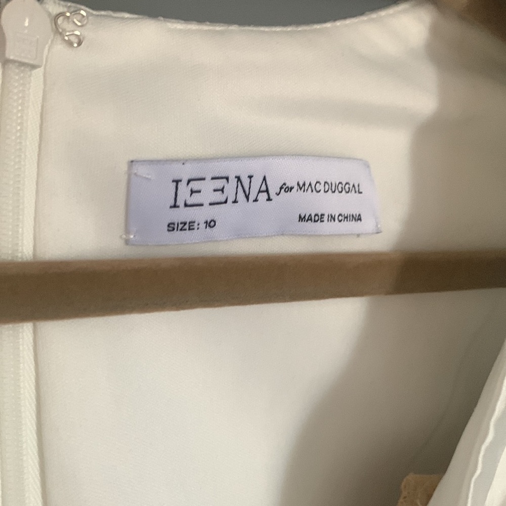 Max Duggal IEENA Pleated Cap Sleeve Satin Midi Gown White Size 10 NWT - Picture 5 of 12